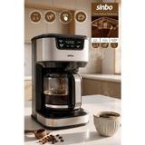 Sinbo SCM-9040 GÜMÜŞ Otomatik Zaman Ayarlı XL 14 Fincan Filtre Kahve Makinesi Dijital Göstergeli