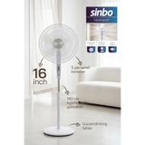 Sinbo SF-6789 Ayaklı Vantilatör 16 İnç 60W Sessiz Fan 3 Kademeli Yükseklik Ayarlı Beyaz
