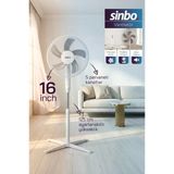 Sinbo Sf-7704 Ayaklı Vantilatör 16 İnç 35W Sessiz Fan 3 Kademeli Yükseklik Ayarlı Ev Tipi
