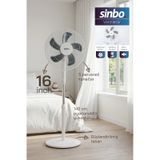 Sinbo Sf-7705 Ayaklı Vantilatör 16 Inç 45w Sessiz Fan 3 Kademeli Yükseklik Ayarlı Güçlü acik-beyaz