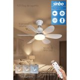 Sinbo SF-7708 3 LED Aydınlatmalı Sessiz Tavan Vantilatörü Kumandalı 6 Kanatlı