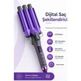 Sinbo Shd 1701 Dijital Su Dalgası Saç Maşası LCD Ekranlı 3’lü Seramik 25 mm Saç Şekillendirici - Mor