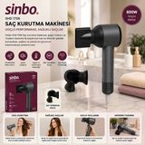 Sinbo Shd-1755 Gri Saç Kurutma Makinesi - 110.000 Rpm, Sessiz Çalışma, 3 Kademeli Hız Ve Sıcaklık