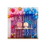 SİNDA CİNSİYET BELİRLEME PARTİ SETİ; FON PERDE FOLYO BALON, 2 ADET BEBEK FOLYO BALON VE BALON ZİNCİRİ