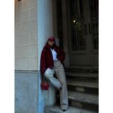 Sindi Moda Dean Kürklü Biker Ceket 20037 Bordo