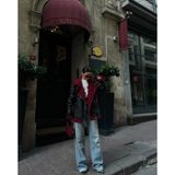 Sindi Moda Lua Içi Kürklü Oversize Deri Kaban 9563 - 36 - 476-Bordo
