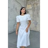 Sindi Moda Manolya Karpuz Kol Midi Elbise - XL - Beyaz