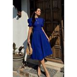 Sindi Moda Manolya Karpuz Kol Midi Elbise - XL - Saks