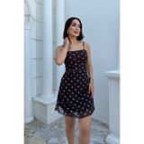 Sindimoda Feris Puantiye Detay İp Askılı Mini Elbise 3051