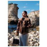 Sindimoda Parlak İçi Peluş Kaplama Deri Crop Kaban