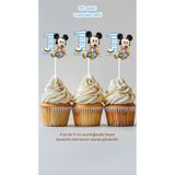Sinek Kupası Tasarım 1 Yaş Mickey Mouse Temalı Cupcake Süsü Pasta Süsü Doğum Günü Süsü 20 adet