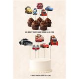 Sinek Kupası Tasarım Arabalar Şimşek Mcquuen Konsept 5 Adet Pasta 20 Adet Cupcake Mini Set Doğum Günü Pasta Süsü