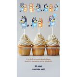 Sinek Kupası Tasarım Bluey Temalı Konsept Kürdanlı Cupcake Süsü Doğum Günü Süsü *20'li Kalın Kağıt