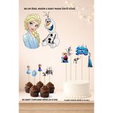 Sinek Kupası Tasarım Elsa Frozen Doğum Günü Süsü Seti - Pasta Süsü, Cupcake Süsü, Pano Masa Üstü Süsü