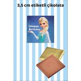 Sinek Kupası Tasarım Elsa Frozen Happy Birthday Etiketli Hediyelik Madlen Doğum Günü Çikolatası 20 Adet