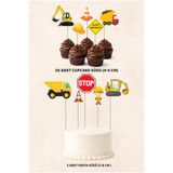 Sinek Kupası Tasarım İnşaat Arabları Konsept 5 Adet Pasta 20 Adet Cupcake Mini Set Doğum Günü Pasta Süsü