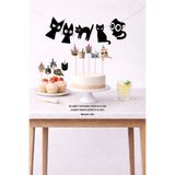 Sinek Kupası Tasarım Kedi Doğum Günü Seti 5 Figür Banner 5 Figür pasta süsü 20 Adet cupcake SET