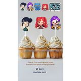 Sinek Kupası Tasarım KPop Demon Hunters Konsept Kürdanlı Cupcake Süsü Doğum Günü Süsü *20'li Kalın Kağıt