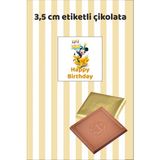 Sinek Kupası Tasarım Mickey Mouse Happy Birthday Etiketli Erkek Hediyelik Madlen Doğum Günü Çikolatası 20 Adet