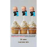 Sinek Kupası Tasarım Patron Bebek 1 Yaş Temalı Konsept Kürdanlı Cupcake Süsü Doğum Günü Süsü *20'li Kalın Kağıt