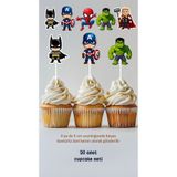 Sinek Kupası Tasarım Süper Kahramanlar Avengers Hulk Süperman Temalı Konsept Kürdanlı Cupcake Süsü Doğum Günü Süsü *20'li Kalın Kağıt
