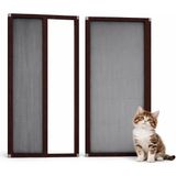 Sineklikstore Akordiyon Kapı Kedi Sinekliği – 100 x 220 cm – Koyu Kahverengi – Demir, Ahşap, Çelik, Pimapen ve Alüminyum ile Uyumlu