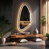 Sinela Led'li Lazer Kumlamalı Lavabo & Banyo Aynası (Dokunmatik Sensörlü) günışığı ledli 100 x 50