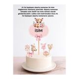 Sinem Gift Doğum Günü Pasta Süsü - Pembe Konseptli Doğum Günü Konsepti - Cupcake Süsü - Kız Çocuk Doğum Günü