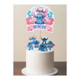 Sinem Gift Kişiye Özel - Stitch Doğum Günü Konsepti - Stitch Pasta Süsü - Stitch 6lı CupCake Süsü