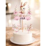 Sinem Gift Tavşan Konseptli Pasta Süsü - Doğum Günü Pasta Süsü - Tavşan Konseptli Cupcake Süsü - Krem - Lila - Turuncu - Yeşil
