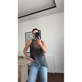 sinem kıvanç IŞILTI DETAYLI FİLE BLUZ
