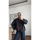 sinem kıvanç Kadın Kadife Yaka Ekoseli Oversize Ceket - Düğmeli Kareli Blazer