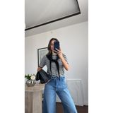 sinem kıvanç Şal Detaylı Çizgili Triko Bluz - Çizgili Örme Bluz