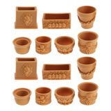 SING F LTD 2 Takım (14 Adet) Dollhouse Saksı Minyatür Bitki Pişmiş Toprak Saksılar Simülasyon Bonsai Pot Peri Bahçe Peri Bahçe Peyzaj Dekorasyon Dollhouse Bahçe Dekor