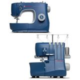 Singer M3335 Dikiş Makinesi ve S0235 Overlok Makinesi Elektronik Metal Yapı ile Mavi Renk