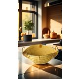 SİNGL Gold Metal Sandal Ekmeklik Ve Meyvelik Lüx Örgü Oval Ekmek Sepeti Sarı
