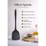 Single ( 1 Adet ) Sert Silikon Isıya Dayanıklı Yanmaz Yapışmaz Spatula - Siyah