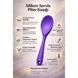 Single ( 1 Adet ) Ultra Sert Uçlu Silikon Servis Pilav Kaşığı Yüksek Isıya Dayanıklı Yanmaz Yapışmaz - Mor