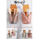 Single ( 1 Adet ) Yapışkanlı Ayı Figürlü Diş Fırçalık Organizer Ve Askılık