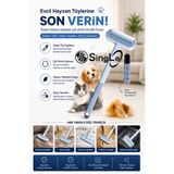 Single 4’ü 1 Arada Kedi Köpek Tüy Temizleyici Fırça Halı Koltuk Tüy Alıcı