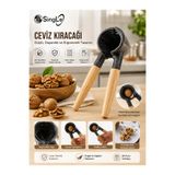 Single Ahşap Saplı Ceviz - Badem - Fındık Kıracağı