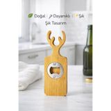 Single Bambu Mıknatıslı Şişe Açacağı Geyik Tasarımlı Premium Açacak
