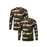 Single Sword 2’Li Set Bisiklet Yaka Kamuflaj Desen %100 Pamuklu Uzun Kollu Erkek T-Shirt 2Xl//Ç.kamuflaj