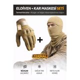 SINGLE SWORD Dokunmatik Tam Parmak Korumalı Eldiven + Termal Kar Maskesi Set Bej L 153.03.067...BEJPKT