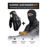 Single Sword Dokunmatik Tam Parmak Korumalı Eldiven + Termal Kar Maskesi Set Siyah Xl