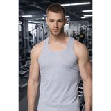 Single Sword Erkek Sporcu Atleti Nefes Alan Hızlı Kuruyan Fitness Koşu Atleti, Gri, M