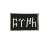 Single Sword Göktürkçe TÜRK Yazılı Ay Yıldız Nakış Patch - Cırtlı Peç SİYAH-BEYAZ