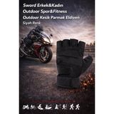 Single Sword Kesik Parmak Eldiven Erkek & Kadın Outdoor Spor & Fitness - Beden: XL | Renk: Siyah