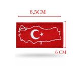 Single Sword Nakış Haritalı Türk Bayrağı.