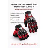 SINGLE SWORD Probiker TS EN 13594 Uyumlu Kısa Parmak Uzun Parmak Bisiklet Motosiklet Eldiveni Kırmızı 2 Li Set